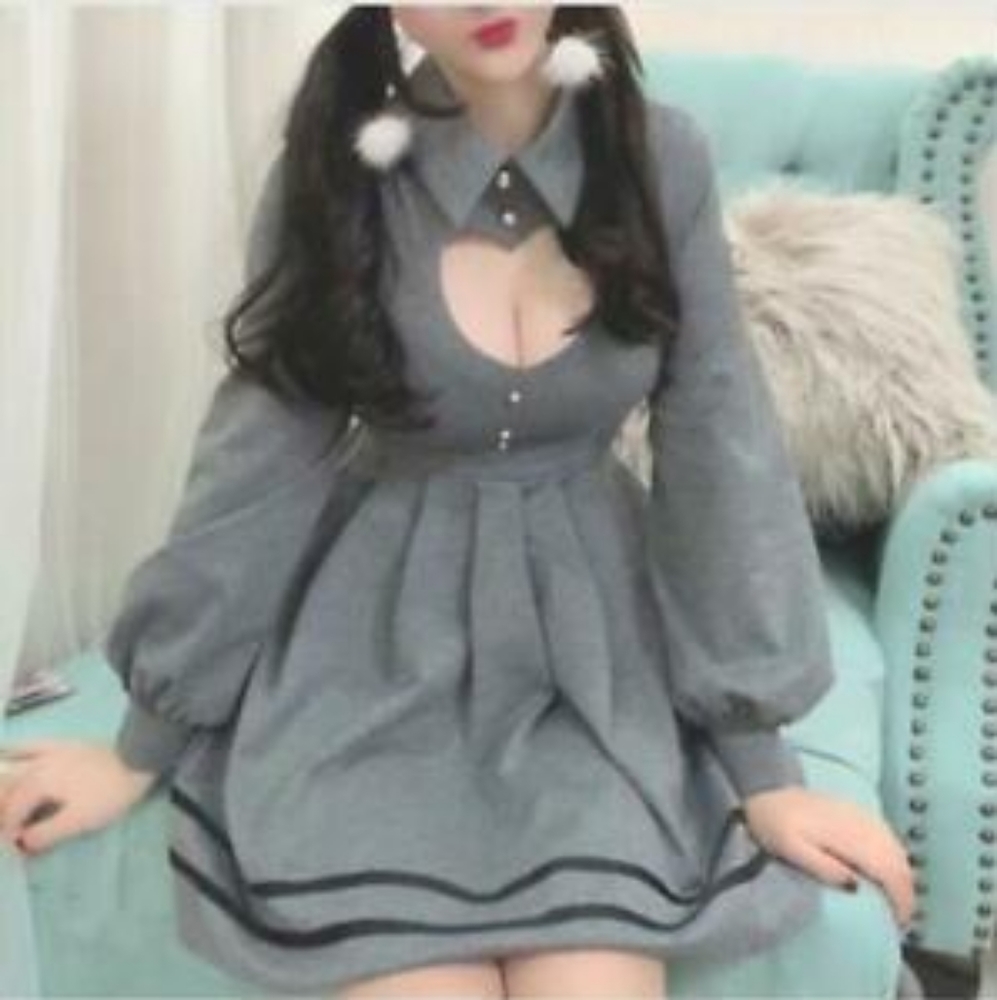 Grey Heart Window Lolita Dress